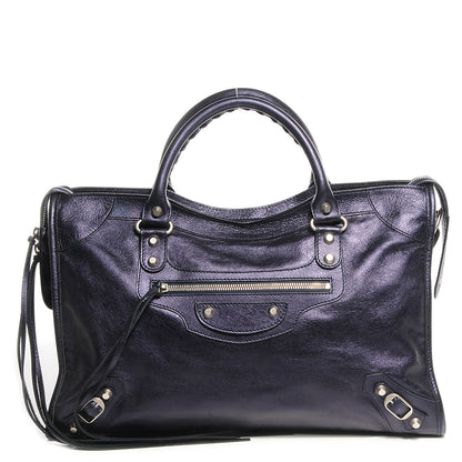 Balenciaga Metallic Agneau Classic Silver Hardware City Dark Purple 1 of 14