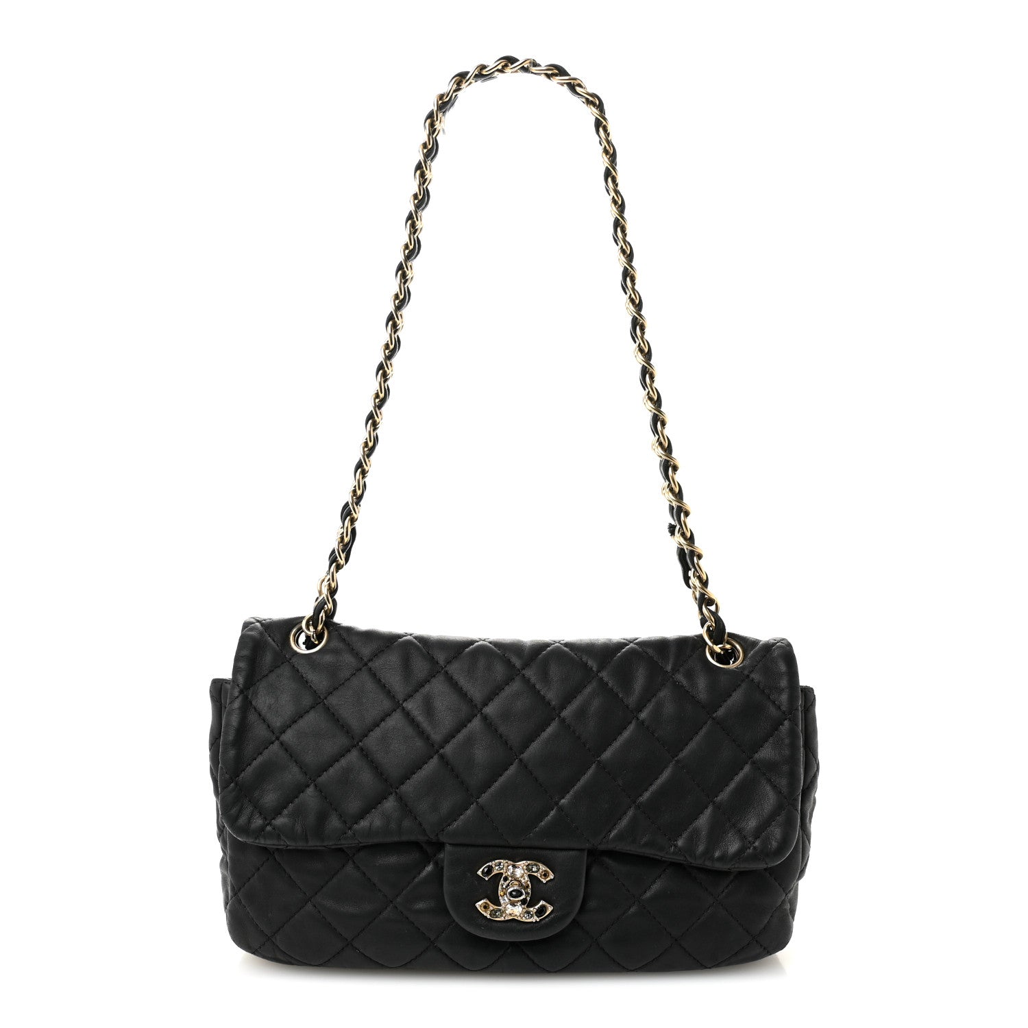 Chanel Lambskin Quilted Medium Precious Jewel Single Flap Black 1 of 13
