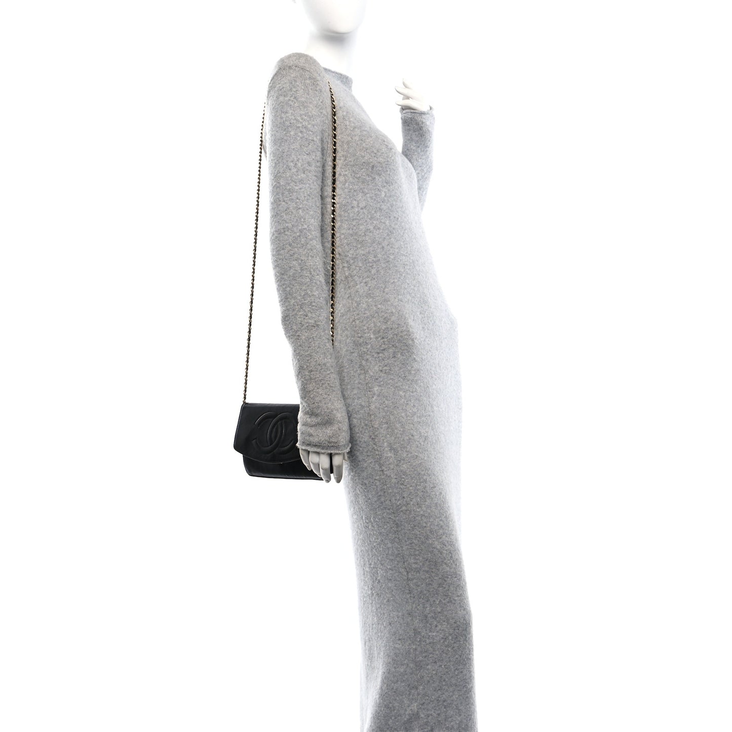 Lambskin Timeless CC Wallet On Chain WOC Black