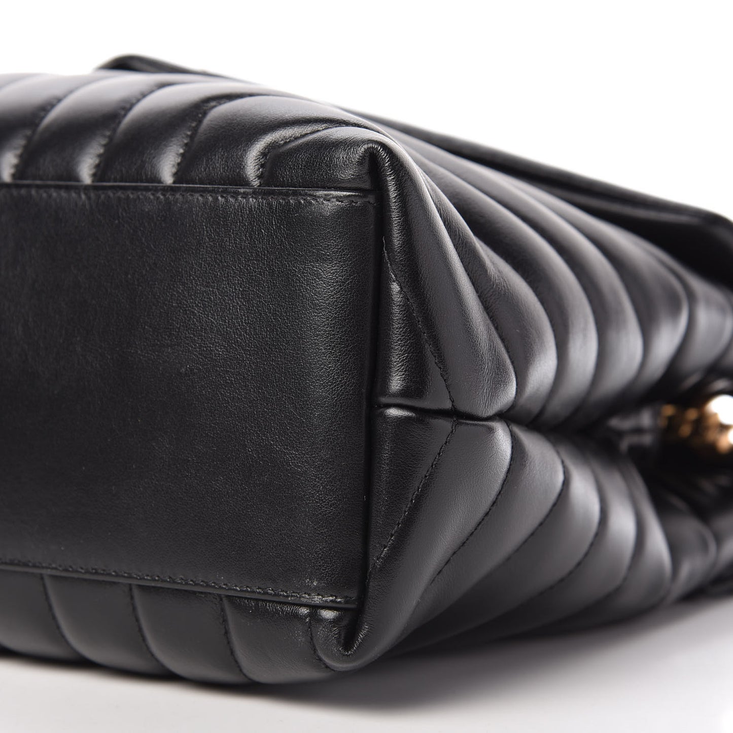 Calfskin Y Quilted Monogram Medium Loulou Chain Satchel Black