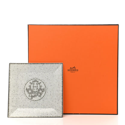 Hermes Porcelain Mosaique Au 24 Platinum Square Plate N°3 8 of 8