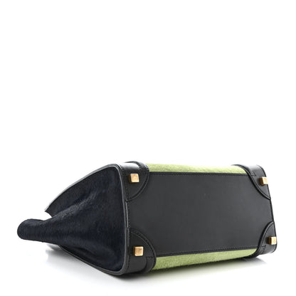 Celine Pony Hair Smooth Calfskin Micro Tri-Color Luggage Pistachio Black 4 of 12