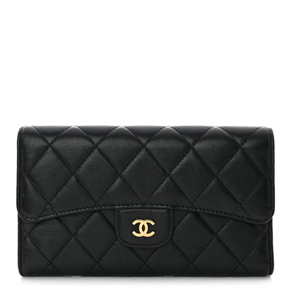 Chanel Lambskin Quilted Large Flap Wallet Black 1 of 15