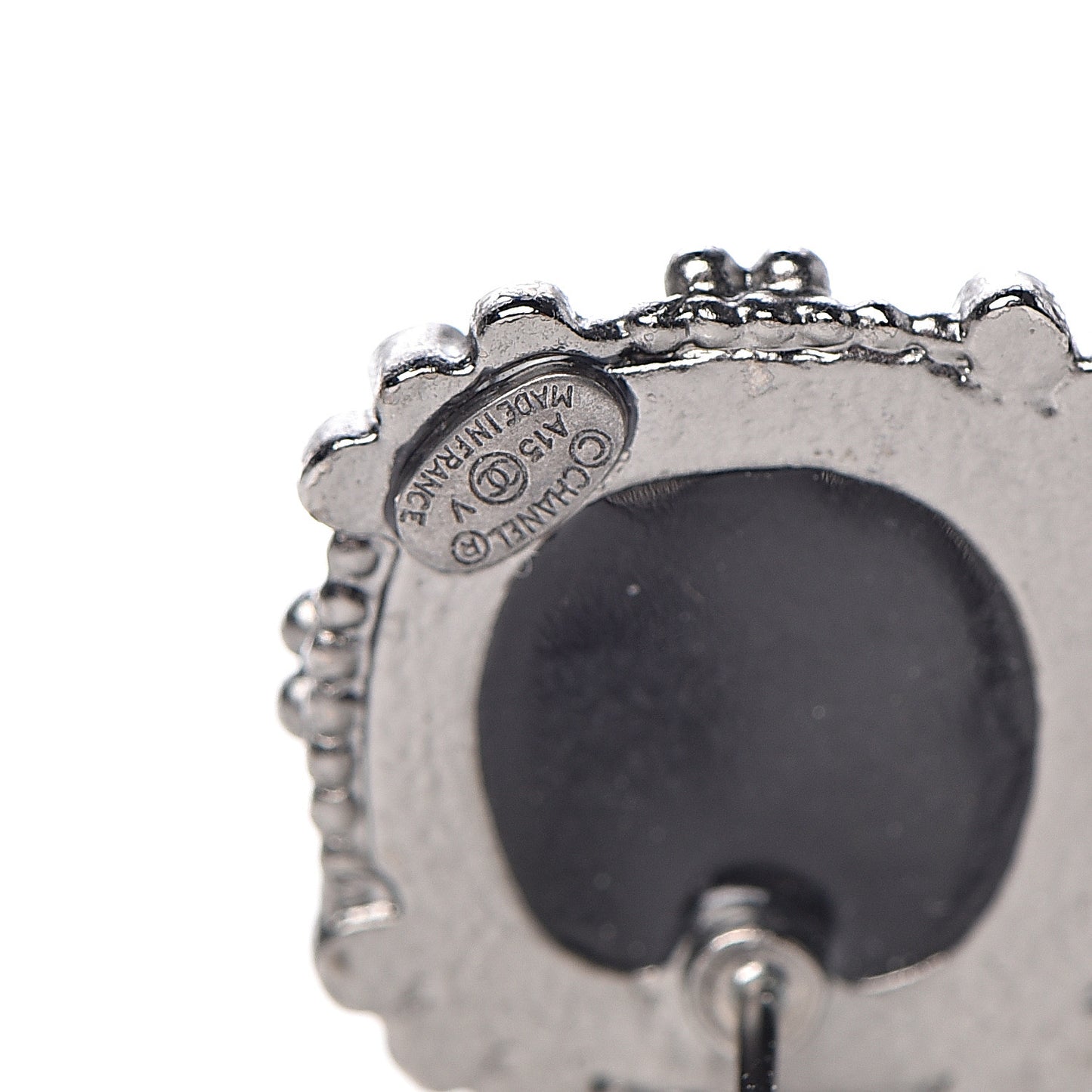 Ruthenium Enamel CC Earrings Black