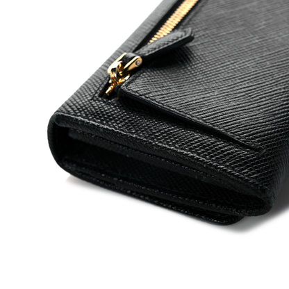 Prada Saffiano Metal Continental Flap Wallet Black 14 of 19