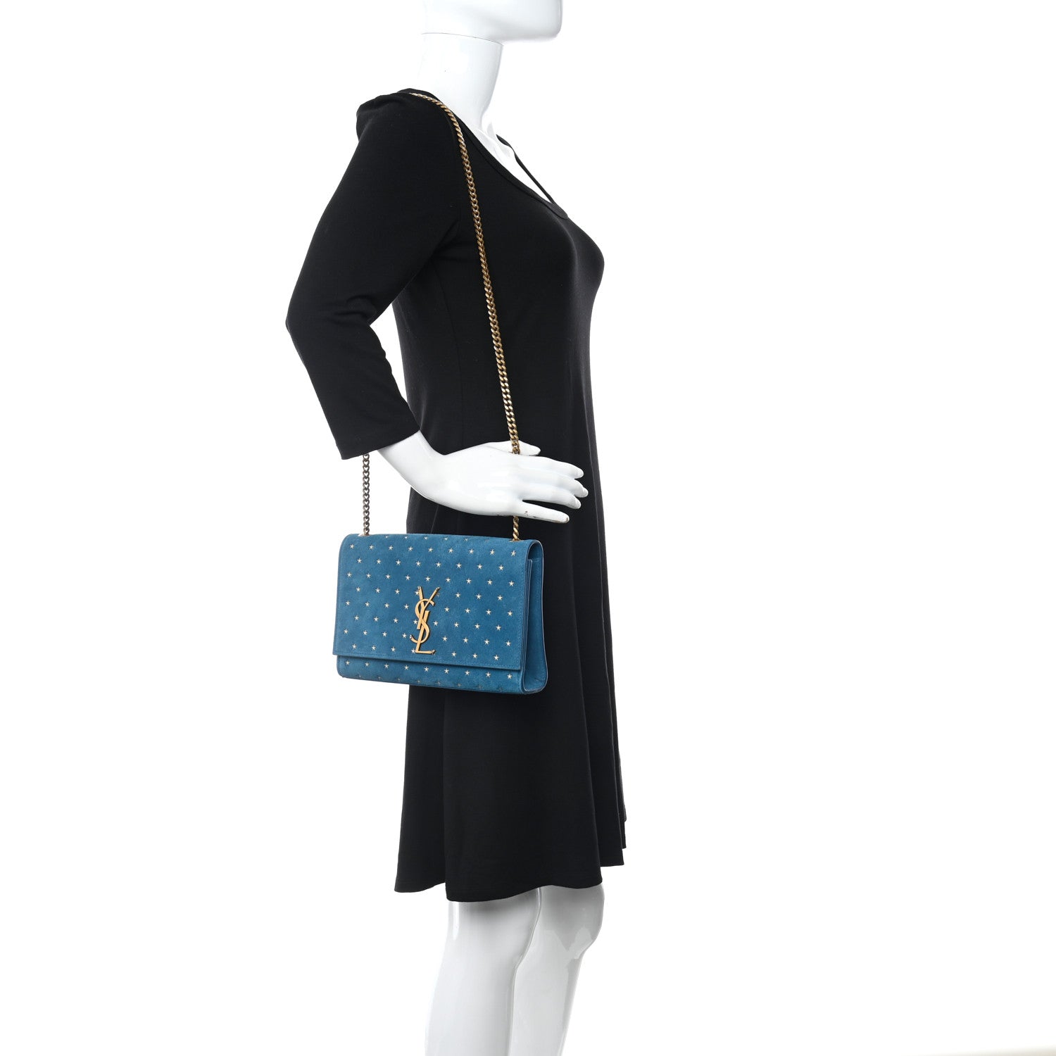 Saint Laurent Suede Star Medium Classic Monogram Kate Satchel Blue 2 of 11