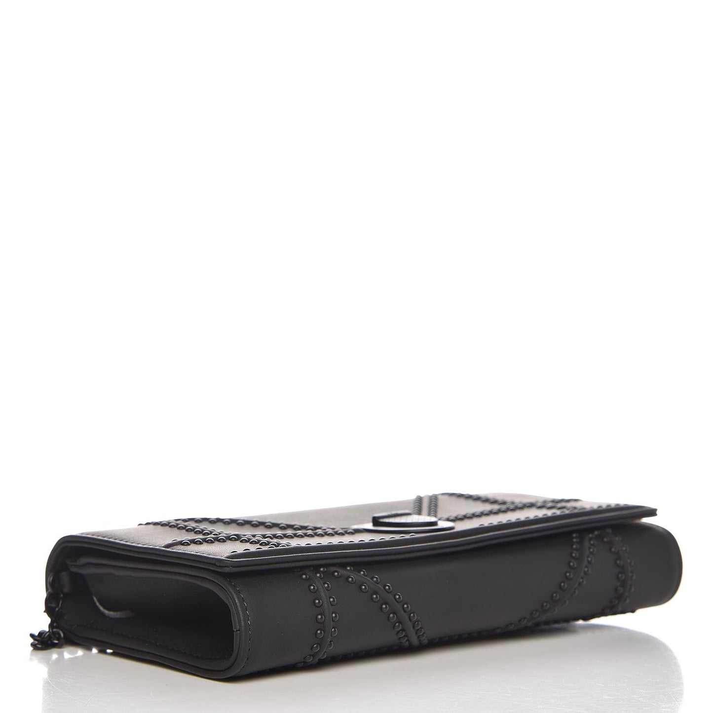 Ultra Matte Calfskin Studded Diorama Croisiere Chain Wallet Black