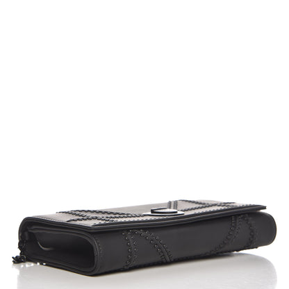 Christian Dior Ultra Matte Calfskin Studded Diorama Croisiere Chain Wallet Black 4 of 7