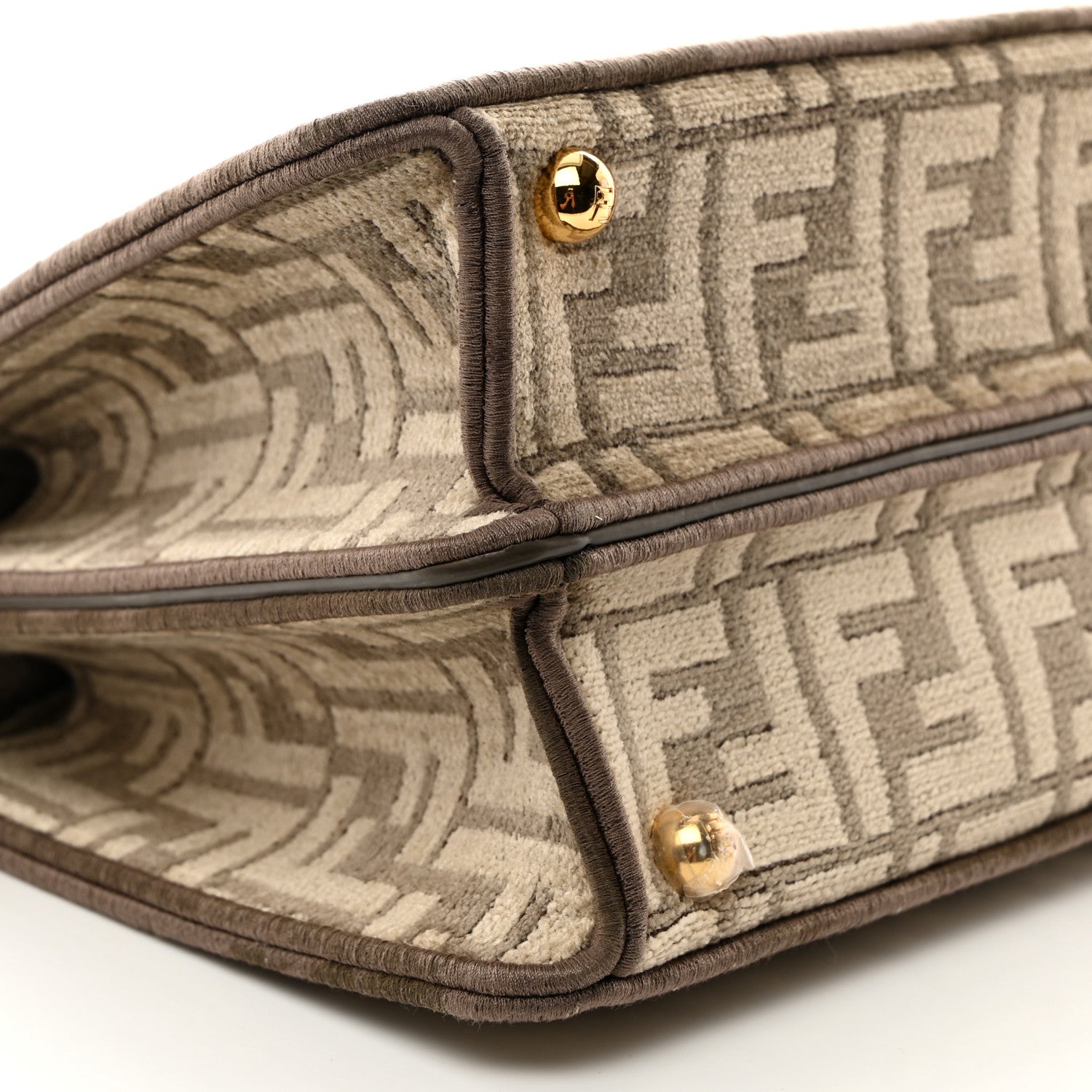Fendi Chenille Vitello Seta FF Small Peekaboo I SEE U Satchel Tortora Nuvola 9 of 10