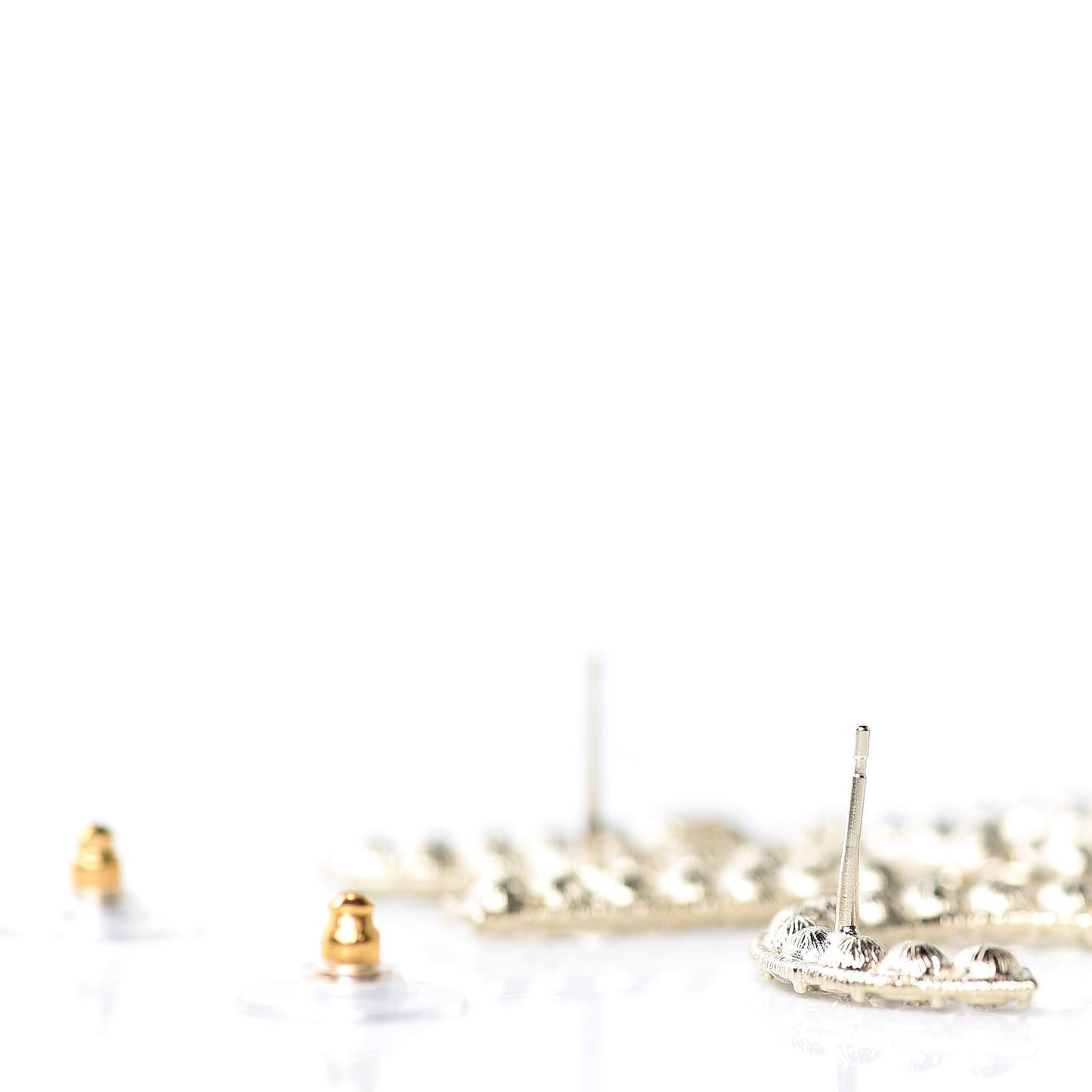 Crystal Cha-Nel Logo Drop Earrings Gold