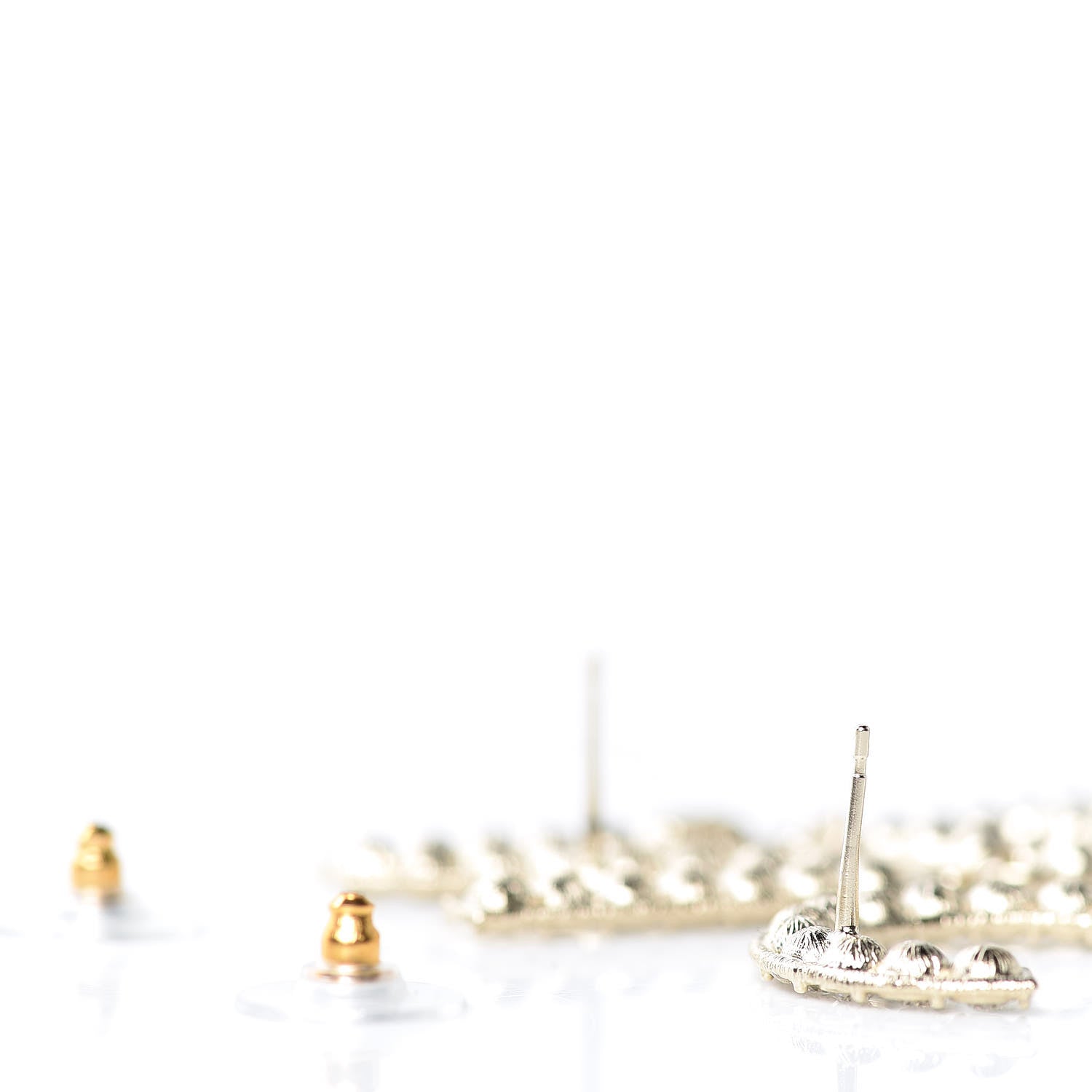 Chanel Crystal Cha-Nel Logo Drop Earrings Gold 4 of 5