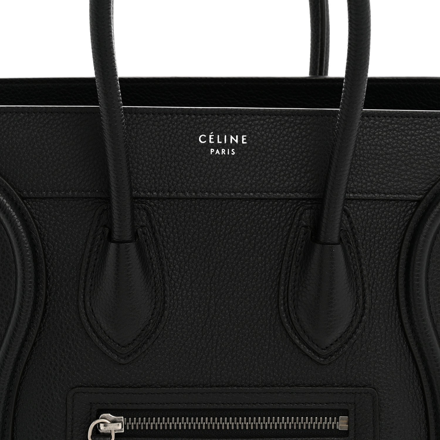 Celine Drummed Calfskin Micro Luggage Black 7 of 12