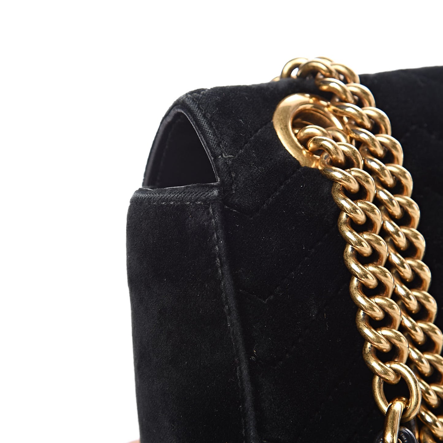 Velvet Matelasse Small GG Marmont Shoulder Bag Black