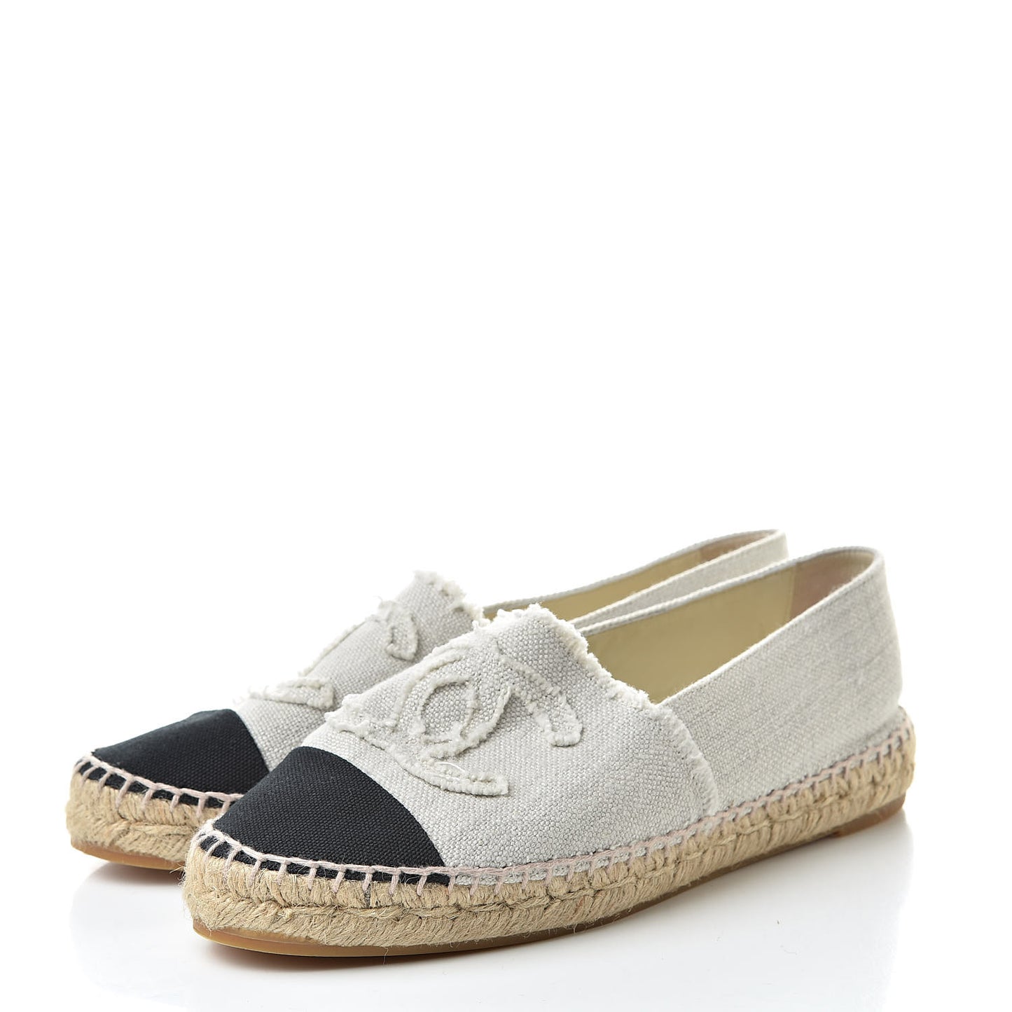 Linen CC Espadrilles 40 Beige Black