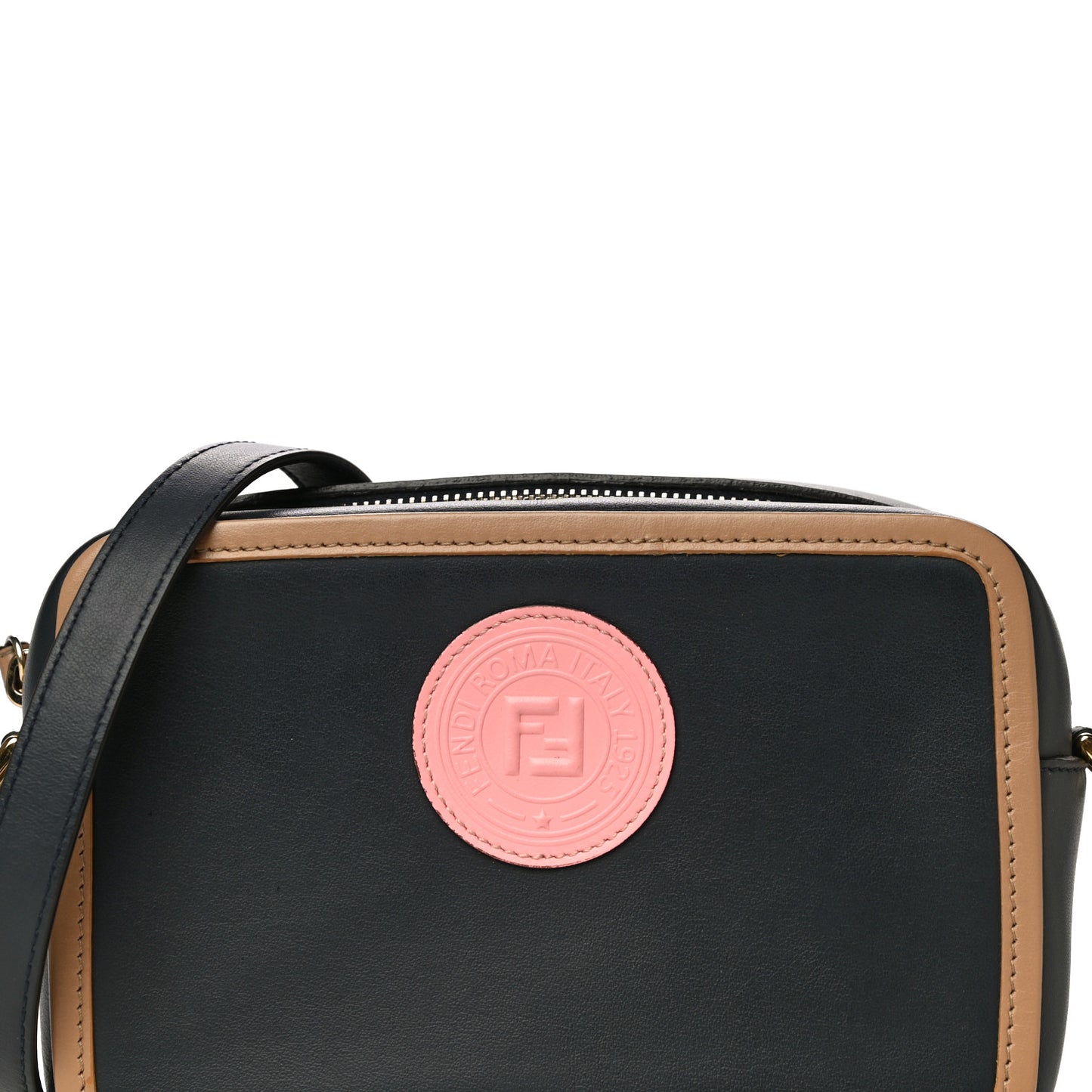 Vitello Century Matte Stamp Patch Bi-Color Mini Camera Case Blue Notte Amido Pink
