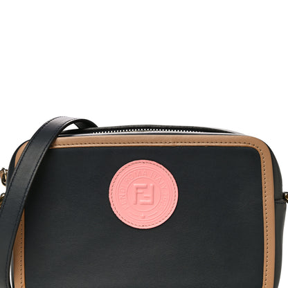 Fendi Vitello Century Matte Stamp Patch Bi-Color Mini Camera Case Blue Notte Amido Pink 9 of 11