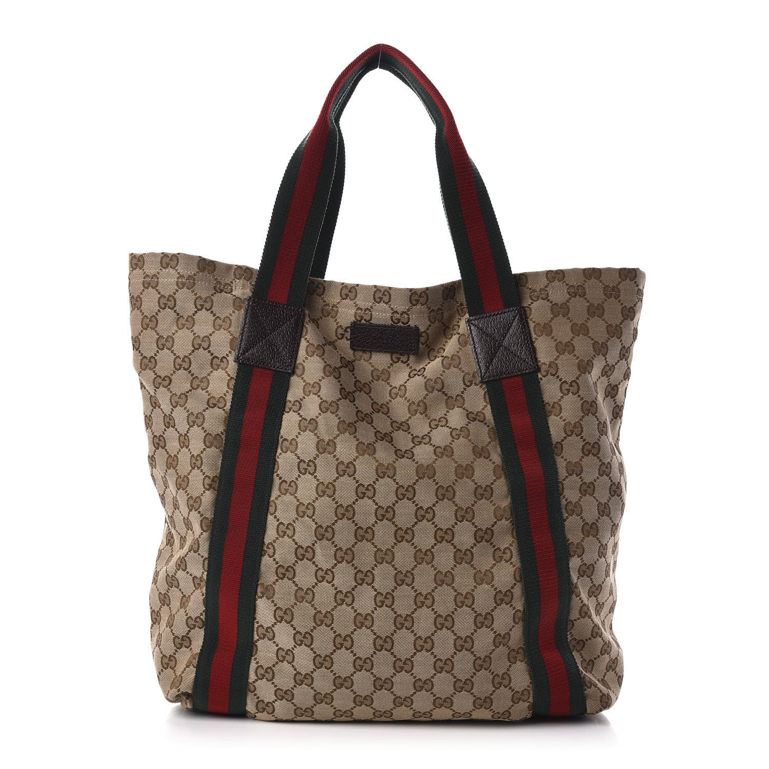 Gucci GG Monogram Medium Web Handle Vertical Tote Dark Brown 1 of 10