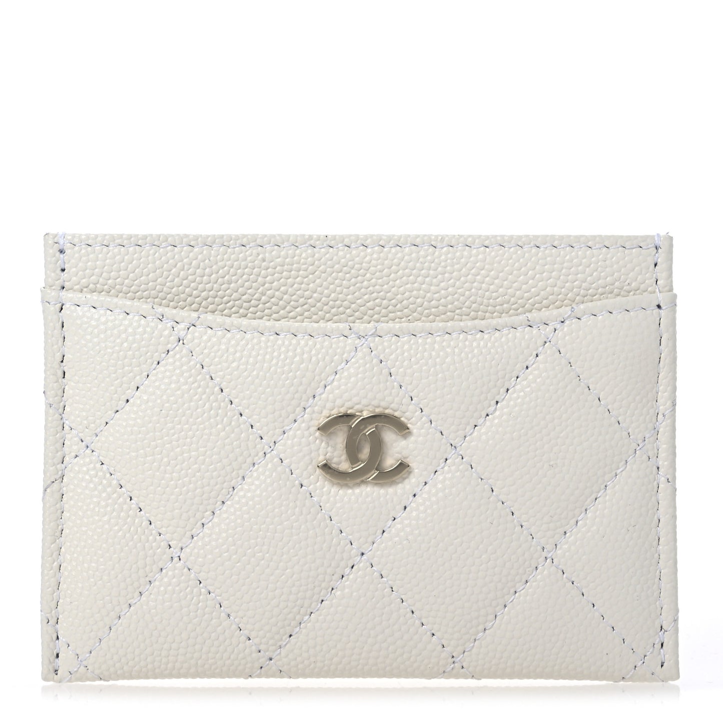 Caviar Quilted Card Holder White