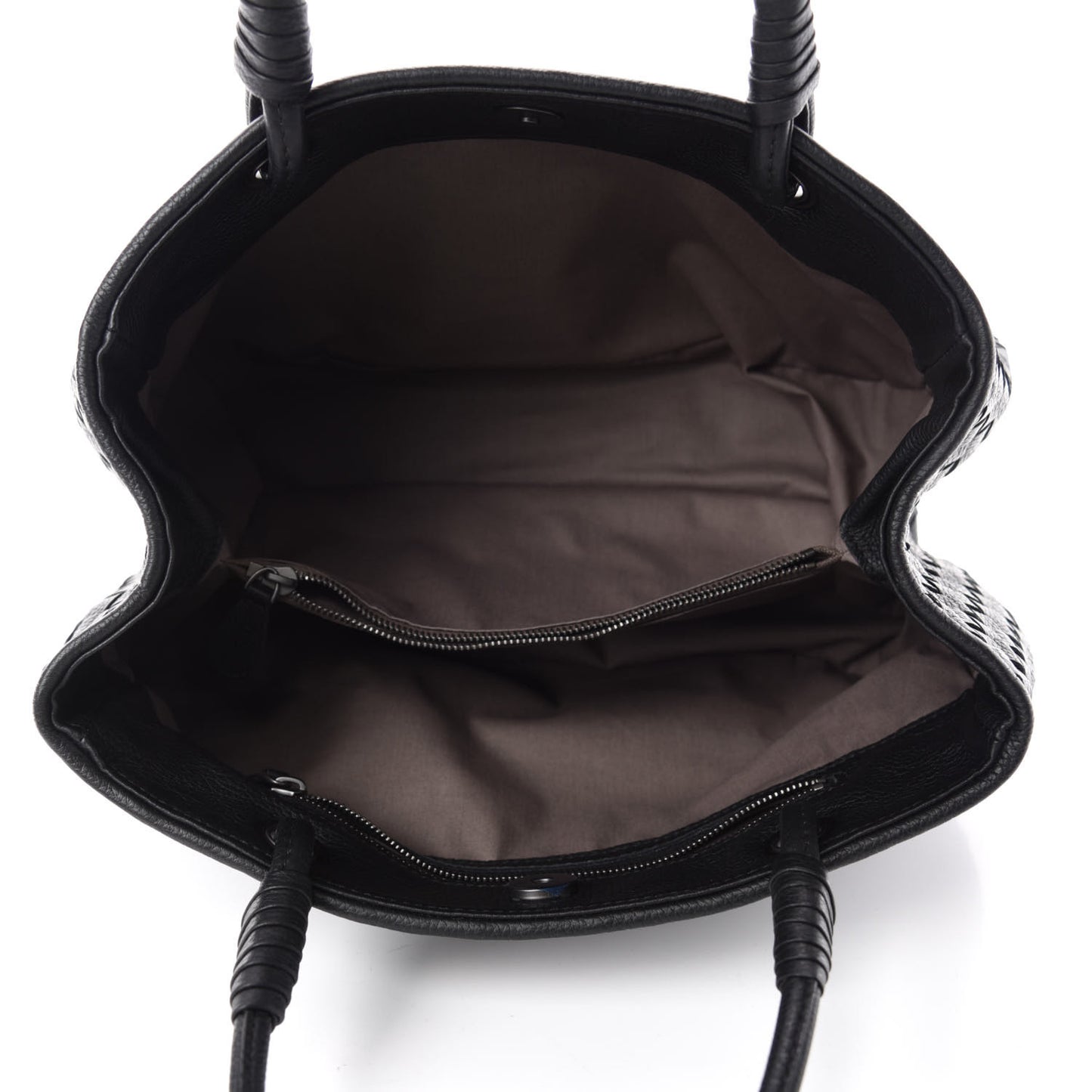 Grainy Calfskin Intrecciato Woven Tote Black