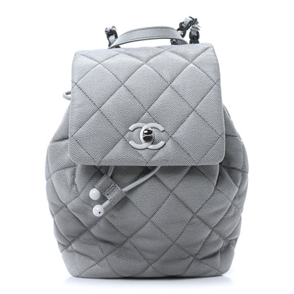Chanel Shaded Caviar Quilted Lacquered CC My Everything Drawstring Backpack Dark Grey Light Grey 1 of 10