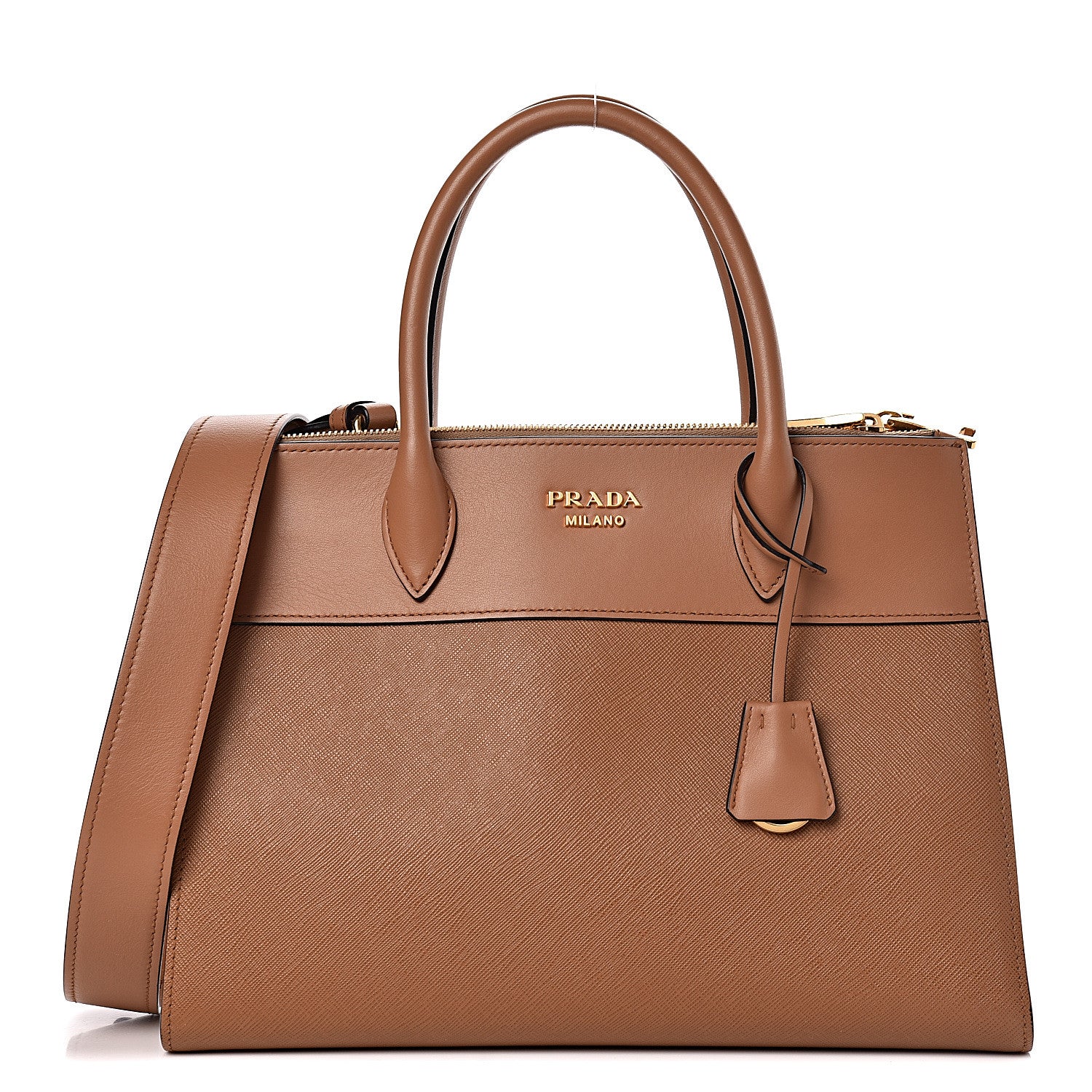 Prada Saffiano City Calf Medium Esplanade Tote Caramel 1 of 9