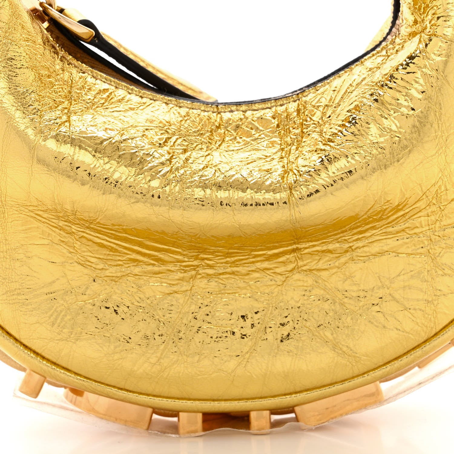 Fendi Laminated Craquele Lambskin Nano Fendigraphy Hobo Charm Gold 8 of 10