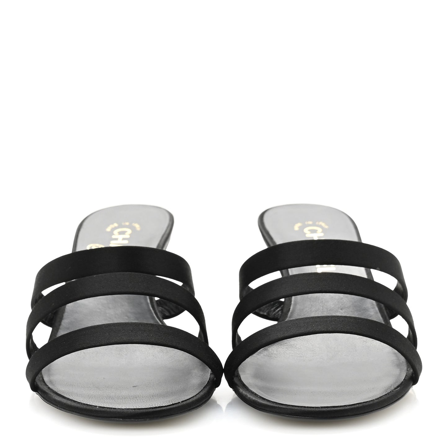 Satin Pearl CC Mule Sandals 40 Black