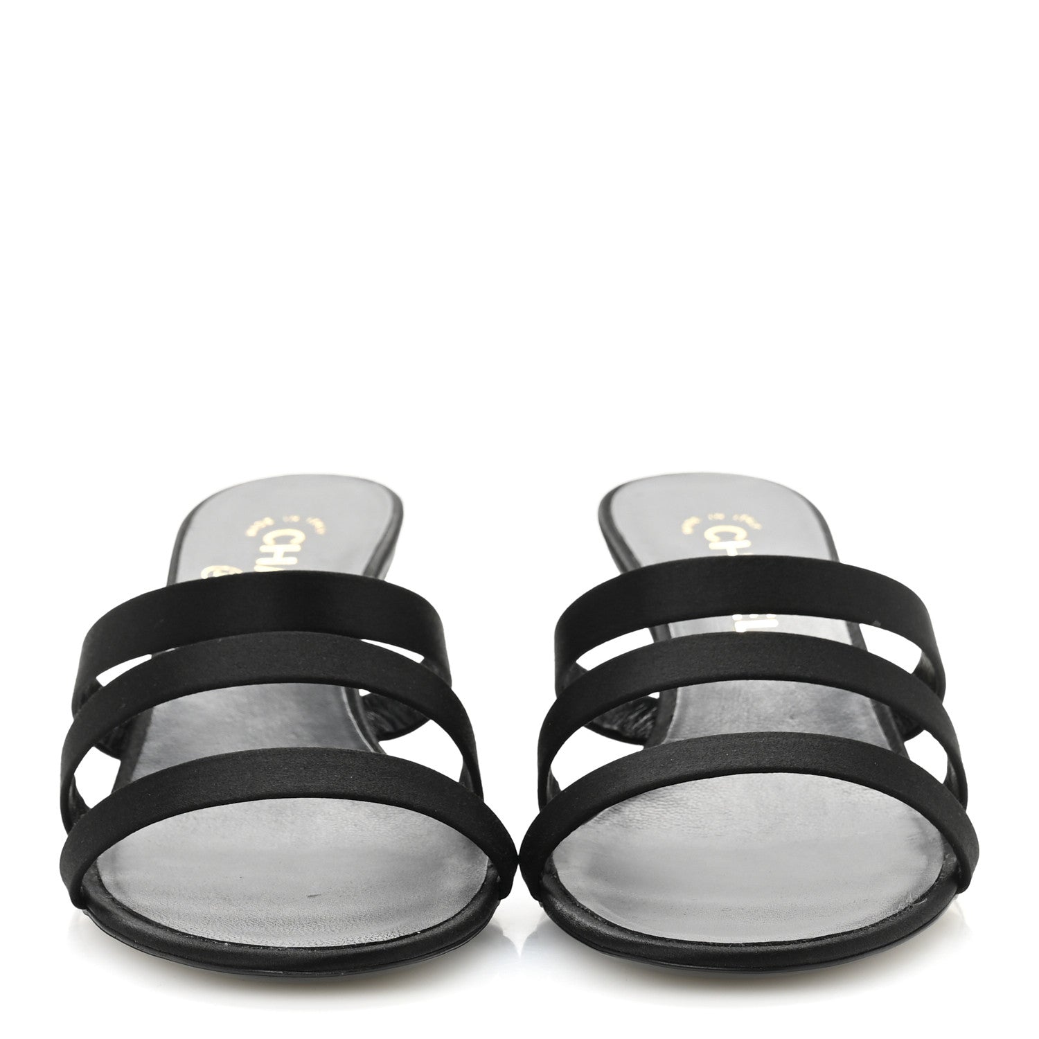 Chanel Satin Pearl CC Mule Sandals 40 Black 3 of 9
