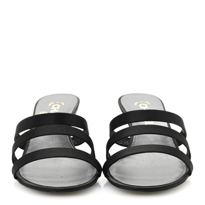 Chanel Satin Pearl CC Mule Sandals 40 Black 3 of 9