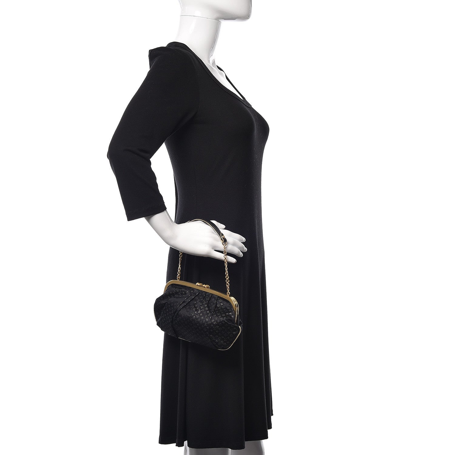Louis Vuitton Satin Monogram Aumoniere Clutch Black 1 of 9