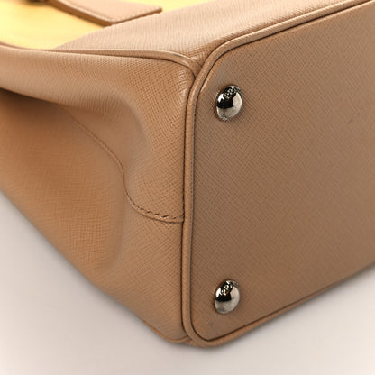 Prada Saffiano Small Bi-Color Galleria Double Zip Tote Gine Caramel 8 of 9