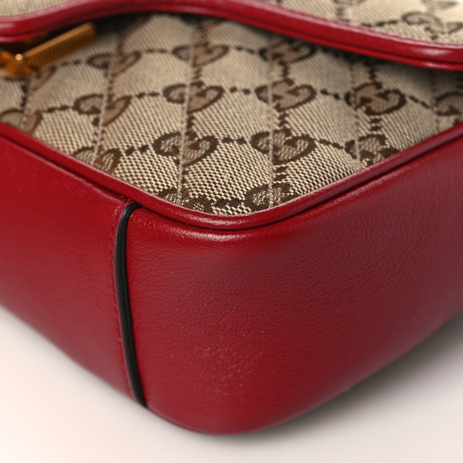 Gucci Monogram Azalea Calfskin Matelasse Diagonal Mini GG Marmont Shoulder Bag Beige Ebony New Cherry Red 9 of 9