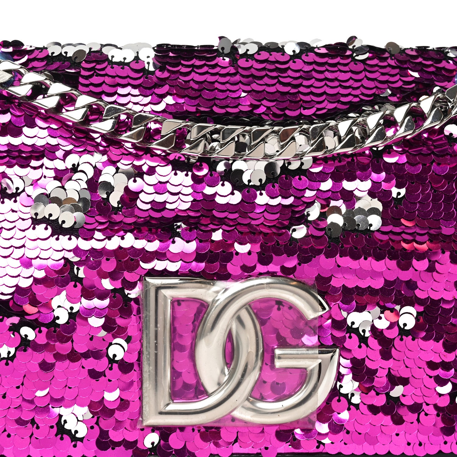 Dolce & Gabbana Sequin DG 3.5 Shoulder Bag Fuxia Argento 7 of 9