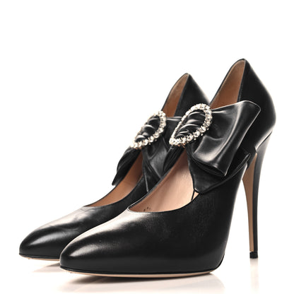 Gucci Nappa Removable Bow Elaisa Platform High Heel Pumps 39 Black 4 of 10