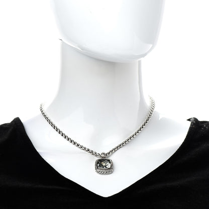 David Yurman Sterling Silver Diamond Prasiolite 14mm Albion Pendant Necklace 2 of 6