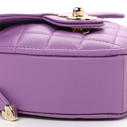 Chanel Lambskin Quilted CC In Love Heart Clutch With Chain Purple 9 of 11