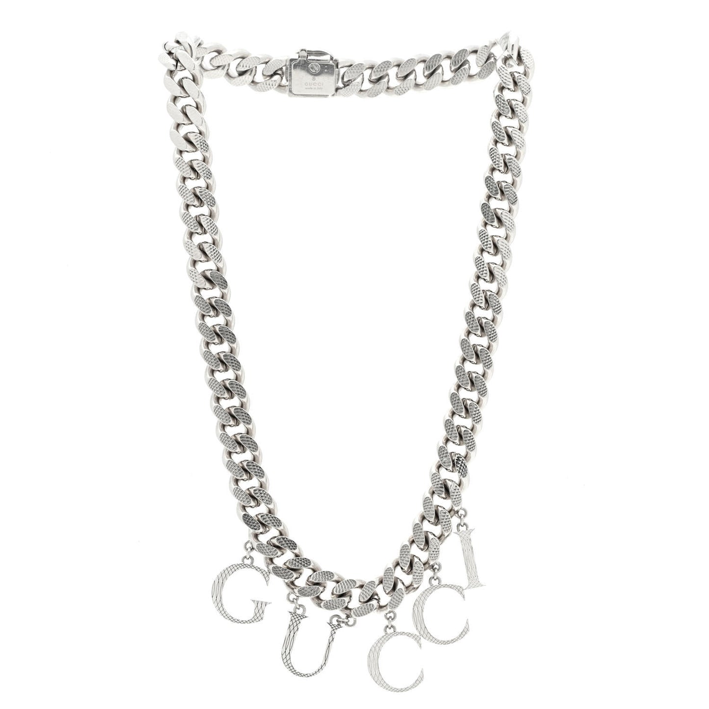 Metal Script Choker Necklace Silver