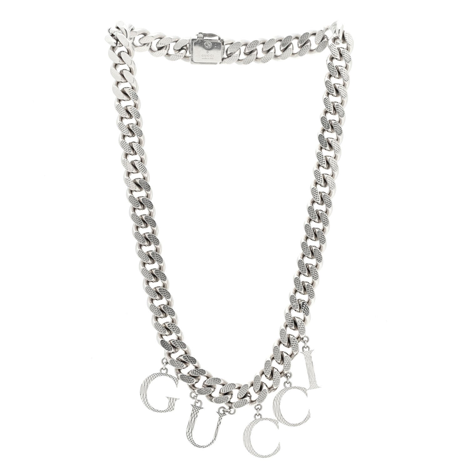 Gucci Metal Script Choker Necklace Silver 3 of 5
