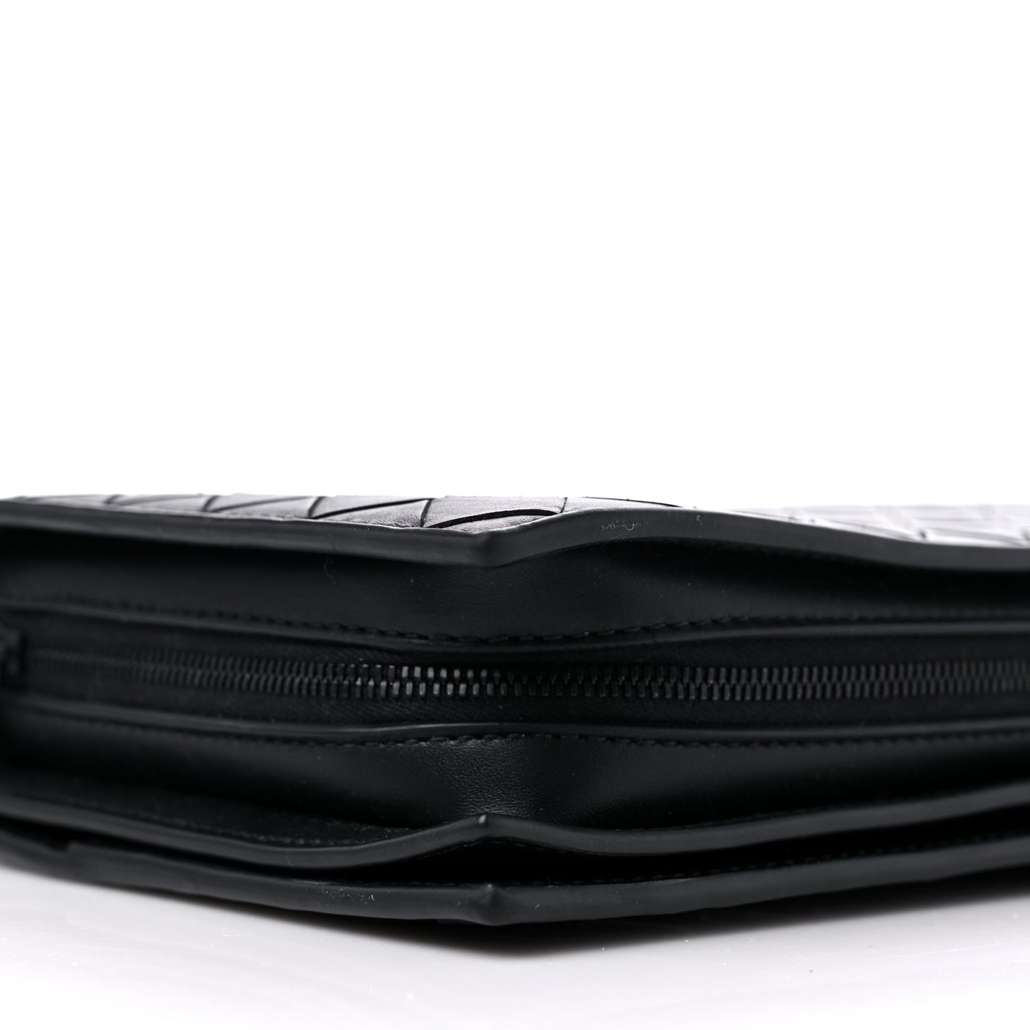 Nappa Intrecciato Wristlet Zip Wallet Black