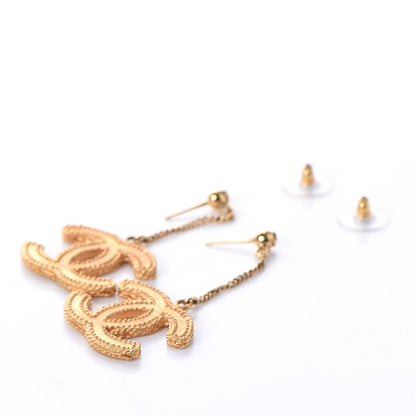 Chanel CC Drop Earrings Matte Gold 3 of 4