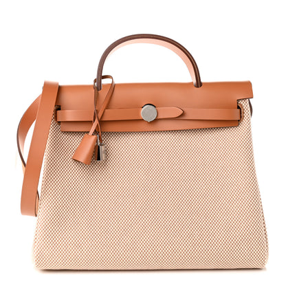Hermes Vache Hunter Criss Viking Herbag Zip Retourne 31 PM Ecru Beige Naturel 1 of 11