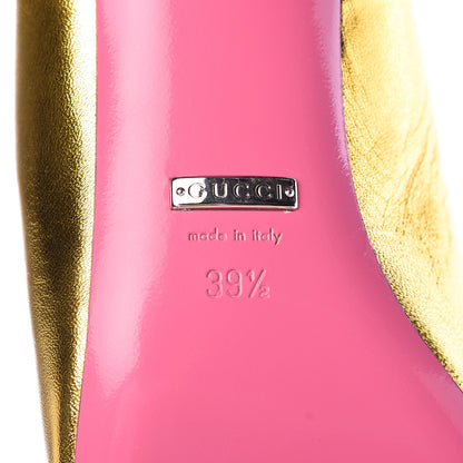Gucci Metallic Nappa Velvet Crystal Bow Anita Pumps 39.5 Gold 7 of 11