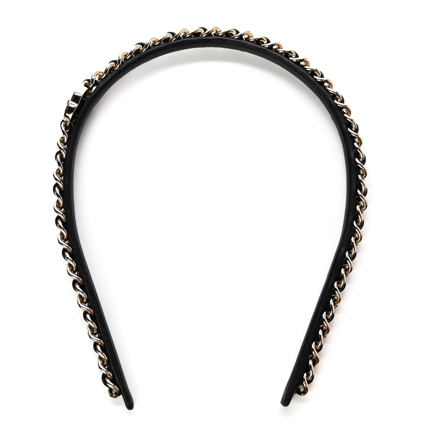 Chanel Metal Lambskin CC Turnlock Chain Headband Gold Black 1 of 4