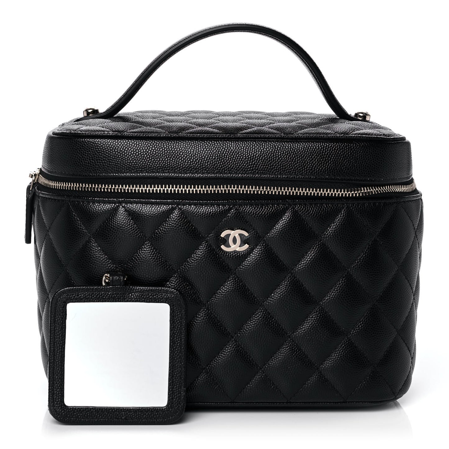 Caviar Quilted Large Vanity Pouch Black