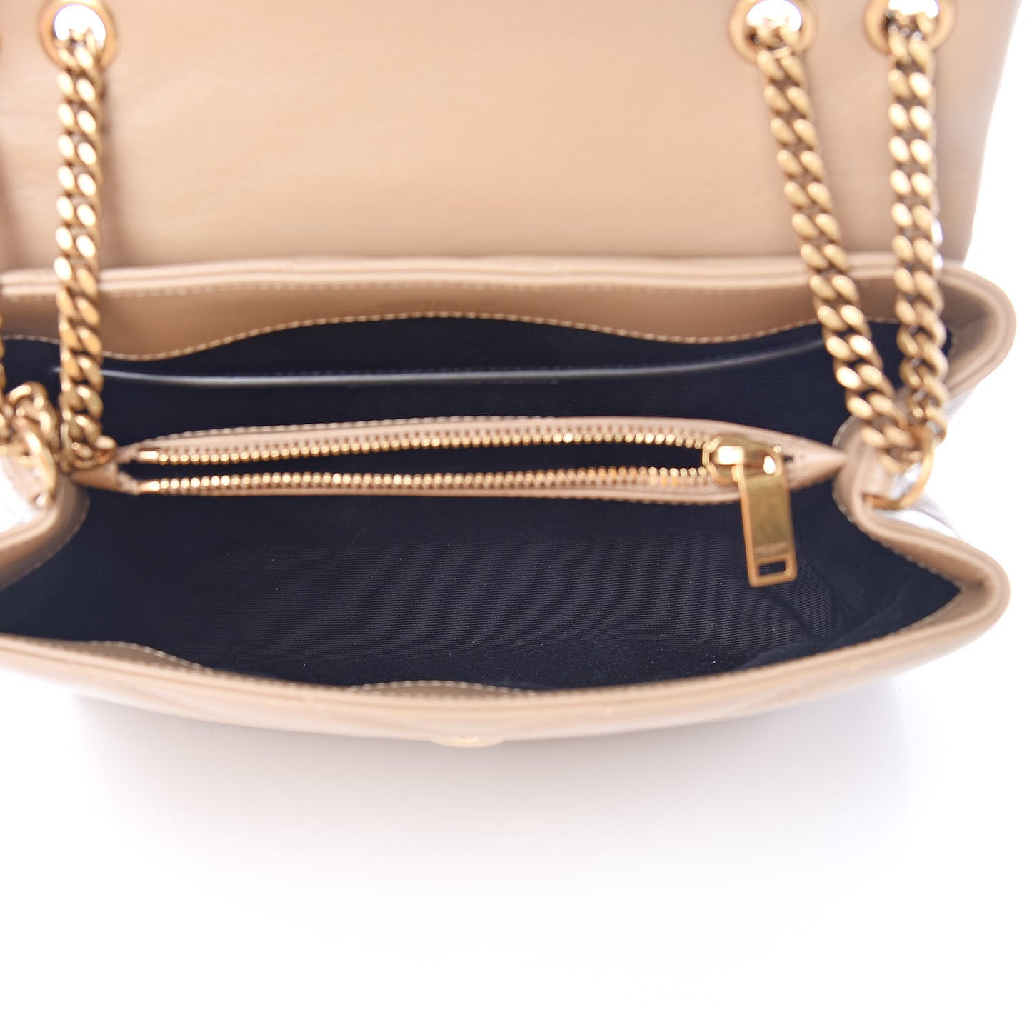 Calfskin Y Quilted Monogram Small Loulou Chain Satchel Dark Beige
