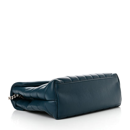 Saint Laurent SAINT LAURENT Calfskin Y Quilted Monogram Small Loulou Chain Satchel Green 4 of 14