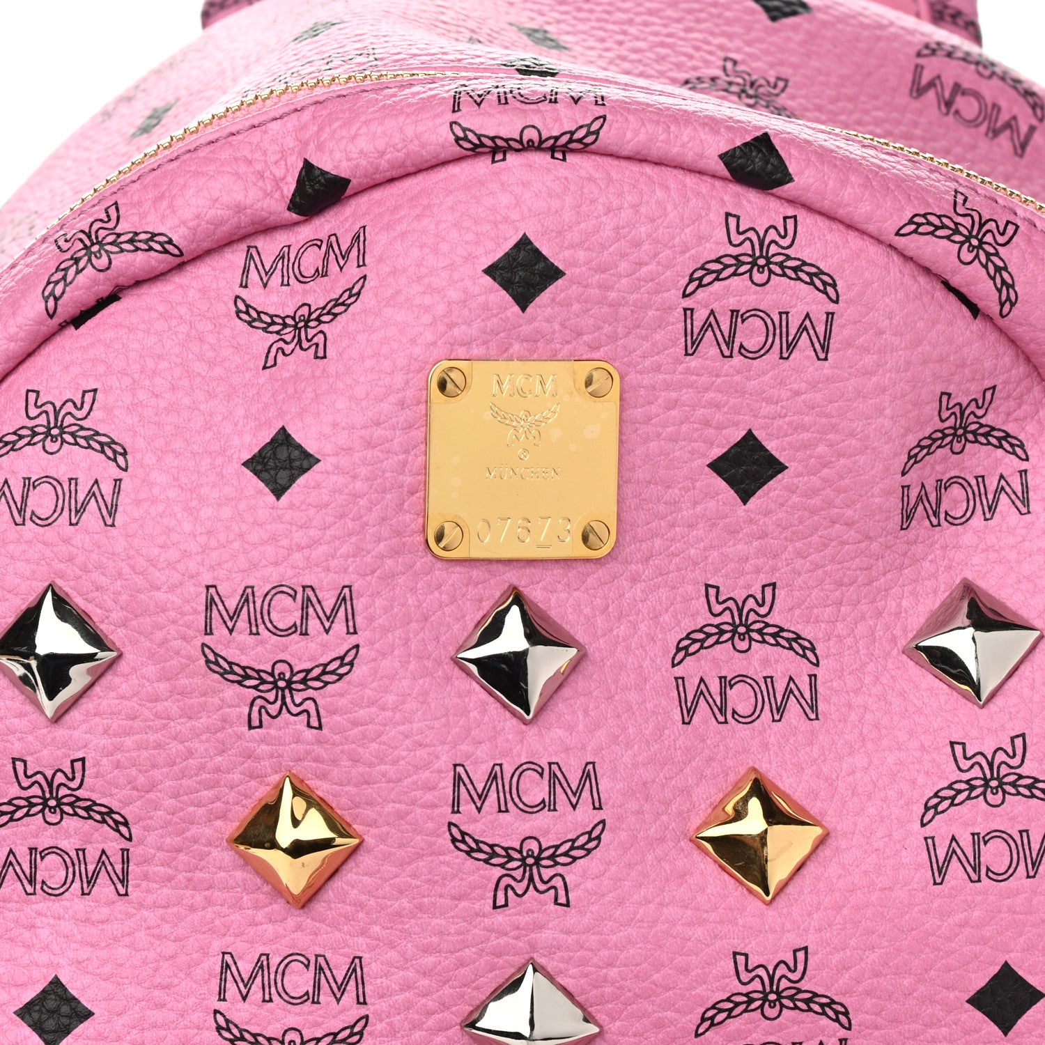 MCM Visetos Medium Sprinkle Stud Stark Backpack Pink 8 of 14