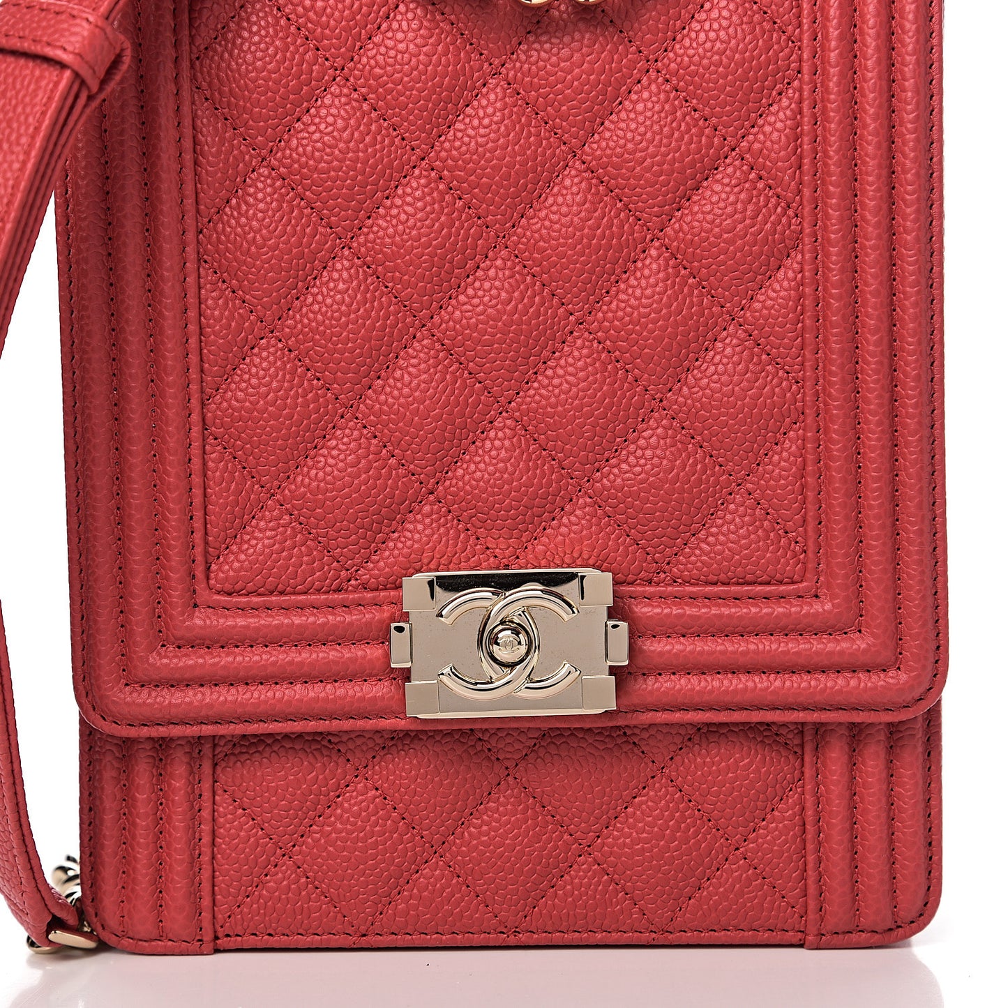 Caviar Quilted North South Boy Flap Red
