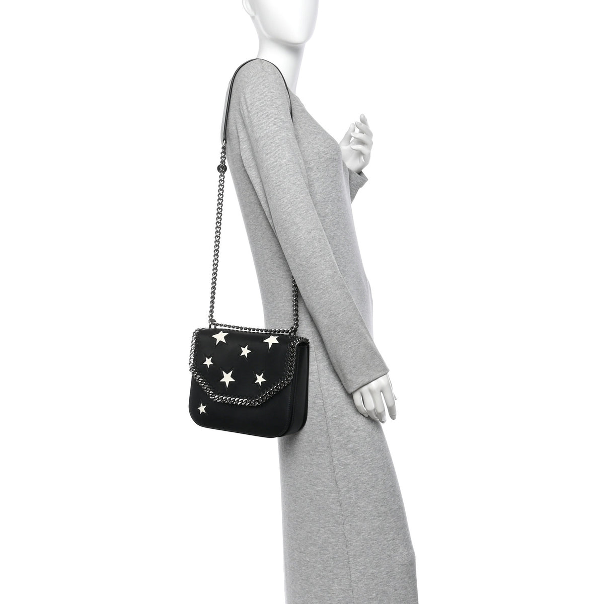 Alter Nappa Embossed Medium Star Falabella Box Shoulder Bag Black