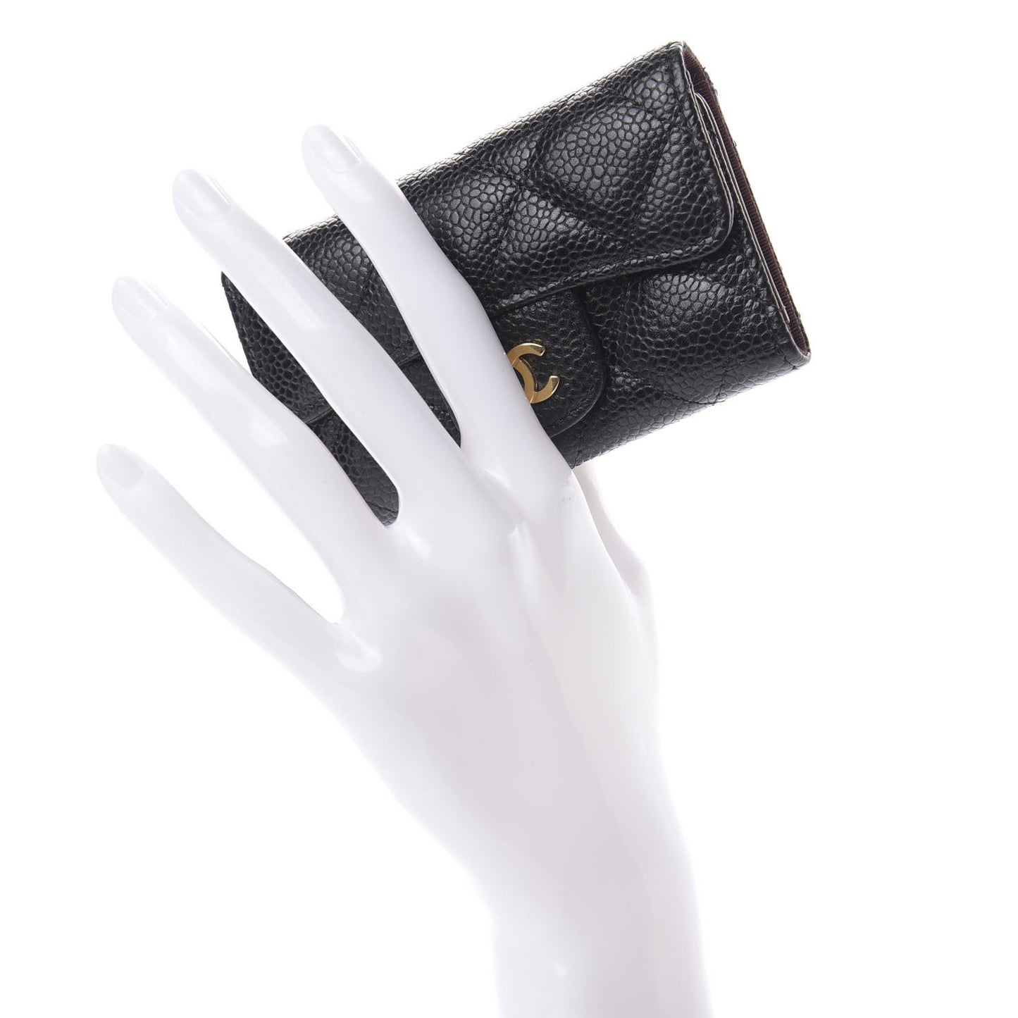 Caviar Quilted 6 Key Holder Black